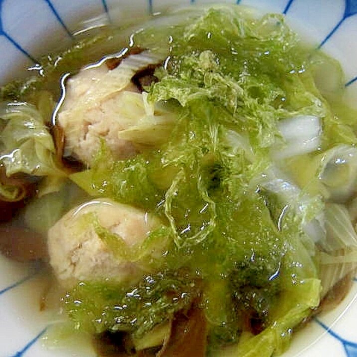 白菜葱と昆布のつみれ汁